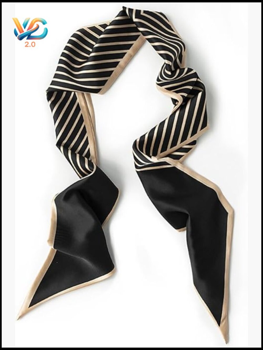 Satin Neck Scarf Elegant Oblique Design Lightweight 59x5.9 inch Fashion